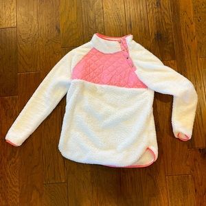 Brand: Pink lily white and pink sweater size small material fur/polyester.